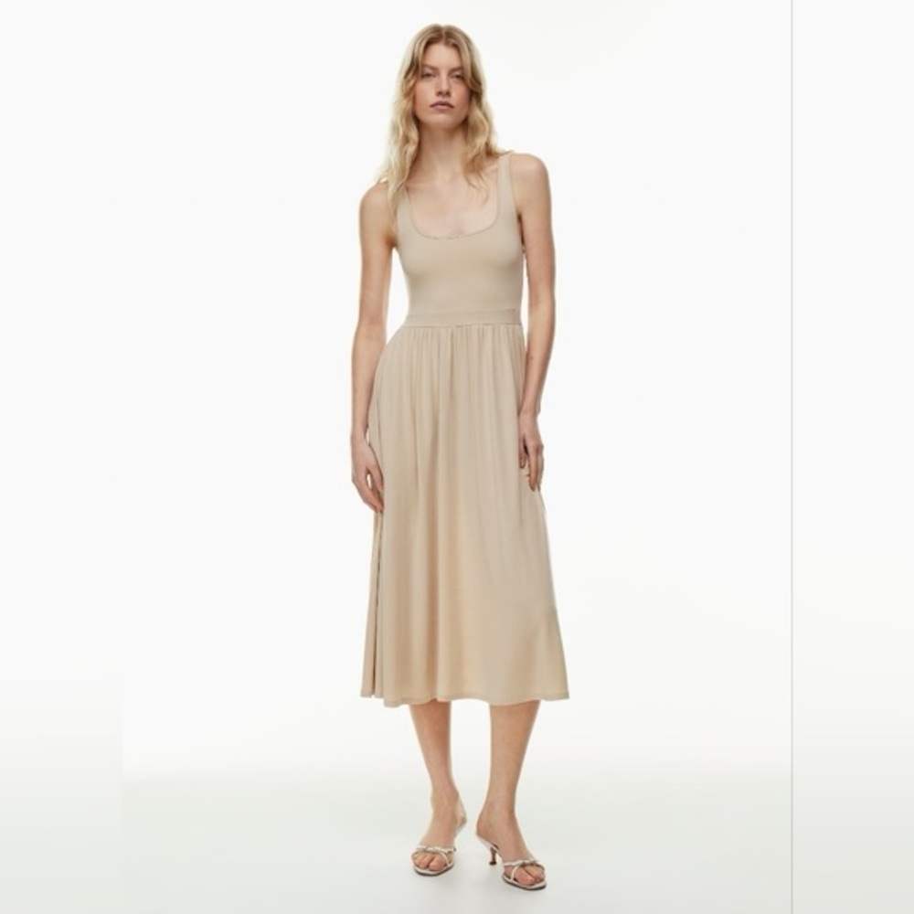 Wilfred Market Midi Dress Size S Beige A Line Jersey Material EUC